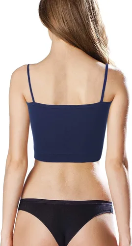 Vista 6 de Paquete de 4 camisetas cortas sin mangas para mujer, con tirantes delgados, camiseta corta básica deportiva, media camisola para adolescentes y niñas