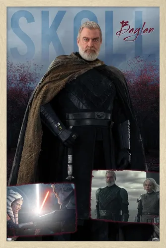 Vista 7 de Trends International Star Wars: Ahsoka - Póster de pared Baylan Skoll, 14.72 x 22.37 pulgadas, versión enmarcada de madera de granero