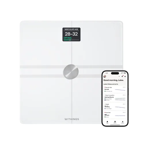 Vista 6 de WITHINGS Body Comp - Báscula para peso corporal y análisis corporal completo, Wi-Fi y Bluetooth, báscula digital con función Baby, grasa visceral