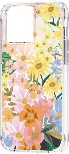 Vista 4 de Rifle Paper Co Funda para iPhone 13 Pro Max, protección contra caídas de 10 pies, acentos de lámina dorada, 6.7 pulgadas, Marguerite