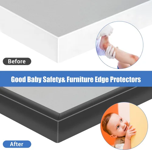 Vista 5 de Borde de goma protector, canal en U autoadhesivo de 1-1/2 pulgadas para maderas, bandas flexibles en forma de U para despegar y pegar, protector