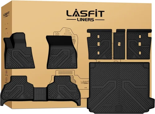 Vista 52 de LASFIT - Tapetes de suelo y maletero de auto, ajuste personalizado, de TPE, para todo tipo de clima, impermeable, juego completo, negros