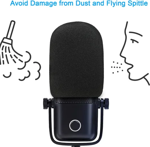 Vista 2 de Wave 1 Pop Filter - Cubierta de espuma para parabrisas de micrófono profesional compatible con micrófono condensador USB Elgato Wave para reducir
