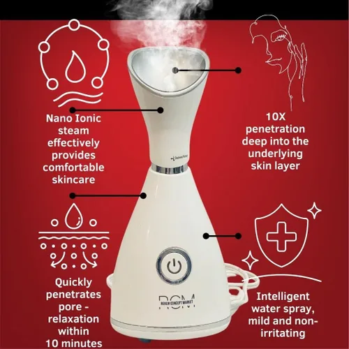 Vista 2 de Vaporizador facial nano iónico con control preciso de temperatura, tiempo de vapor de 30 minutos, humidificador, desobstruye los poros, puntos