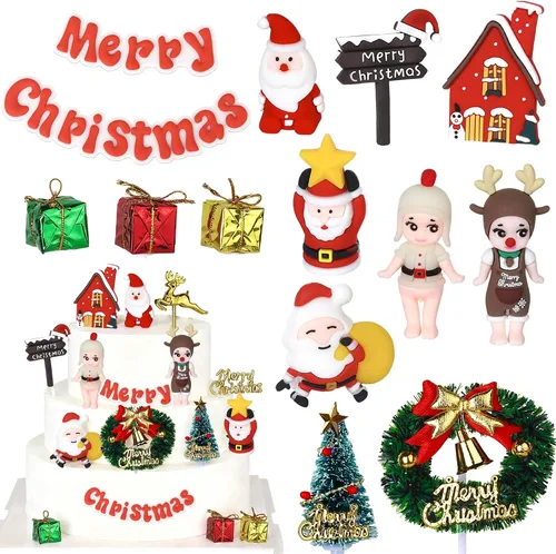 Vista 14 de Paquete de 24 Adornos Navideños Oh Baby para Cupcakes con Sombrero de Navidad con Purpurina, Palillos de Comida para Baby Shower para Niños y Niñas