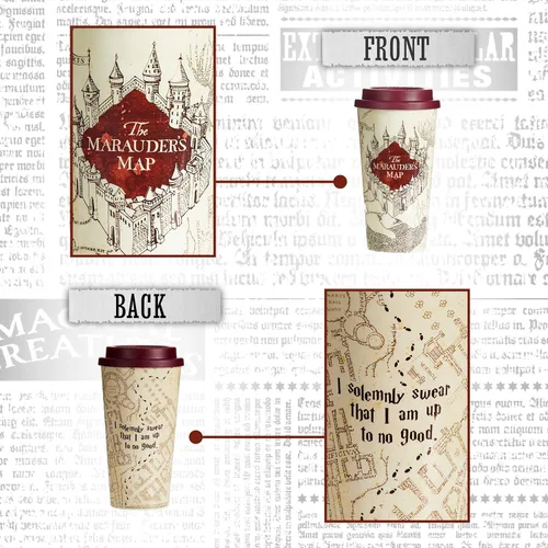 Vista 4 de Paladone Taza de café de viaje de Harry Potter Marauders Map (15.2 fl oz) I Solemnly Swear I Am Up To No Good, taza de Harry Potter y regalo