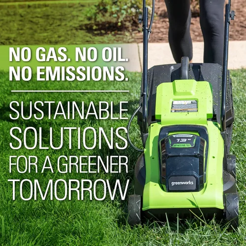 Vista 12 de Greenworks - Cortacésped inalámbrico de 24 V y 13 pulgadas (2 en 1), batería USB de 4.0 Ah (multipuerto USB) y cargador MO24B410 incluido
