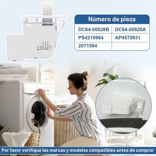 Vista 4 de DC64-00828B Interruptor de puerta de secadora apto para secador Samsung PS4210964