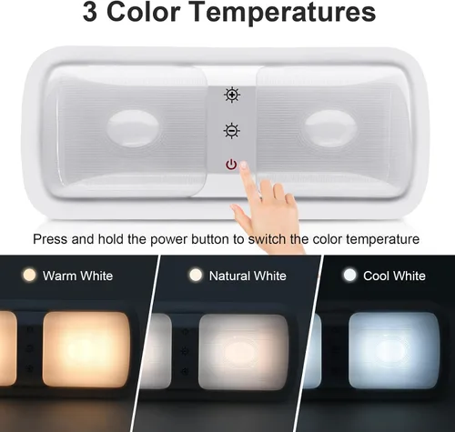 Vista 3 de Miady - Luces regulables para RV de interior 1800 LM, 3 temperaturas de color y 5 niveles de brillo, luz LED de 12V