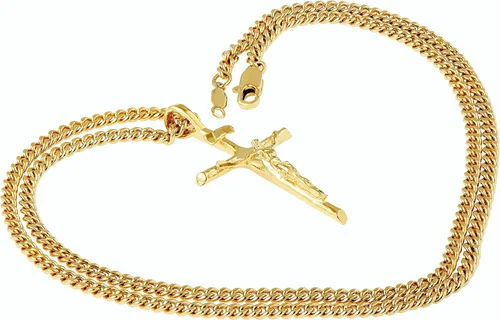 Vista 8 de LIFETIME JEWELRY Collar clásico de cruz para hombres y mujeres, chapado en oro real de 24 quilates, Metal