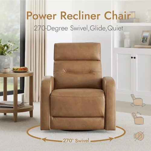 Vista 4 de Watson & Whitely Sillón reclinable, deslizador, mecedora y giratorio de potencia, sillón pequeño con puerto de carga para sala de estar, cuero