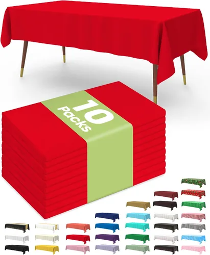Vista 27 de Pureegg Juego de 10 manteles de plástico desechables, 54 x 108 pulgadas, para fiestas de cumpleaños, picnic, manteles blancos, rectangulares