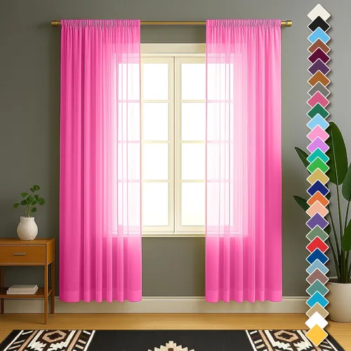 Vista 26 de YHSF Cortinas traslúcidas – Juego de 2 paneles para decoración del hogar – Elegantes cortinas de gasa sólida con bolsillo para barra