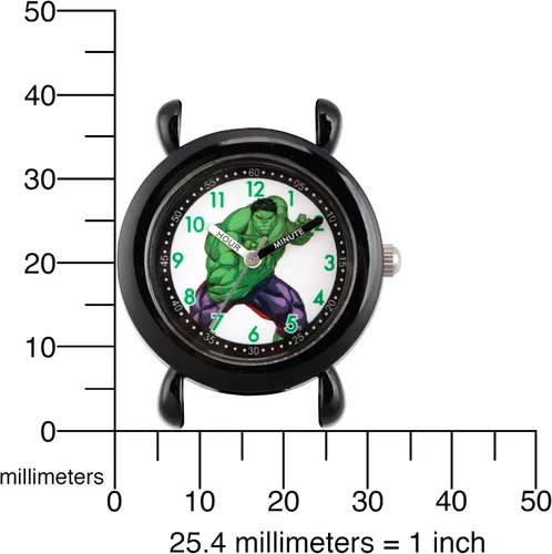 Vista 5 de Marvel Reloj analógico de cuarzo con correa de silicona para niños, Negro -, Classic