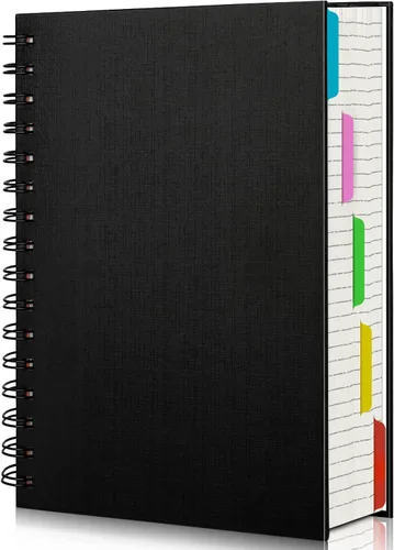 Vista 19 de EUSOAR Cuaderno de 5 materias, 1 pieza A4 de 11" x 8-1/2 pulgadas con espiral rayado universitario, bloc de escritura, 100GSM 120 hojas/240 páginas