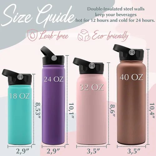 Vista 7 de Botella de agua para niños, botella de agua personalizada con tapa de popote y nombre grabado, 18 onzas, 20 iconos, 20 fuentes, 8 colores, regalos