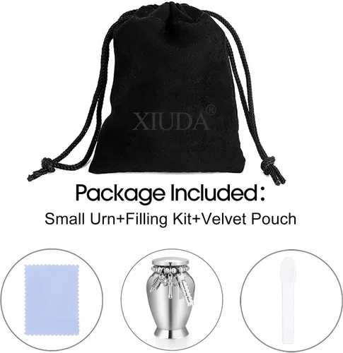 Vista 7 de Urnas pequeñas para cenizas humanas, mini urnas de cremación para la pérdida de un ser querido, urna de recuerdo de acero inoxidable para cenizas