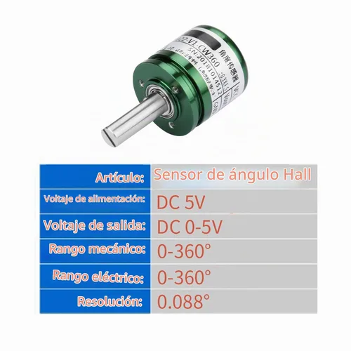 Vista 6 de Sensor de ángulo de pasillo, resolución de 0.088 ° Sensor de posición de efecto Hall giratorio de 360 °, salida de 0-5 V círculo completo 12 bits