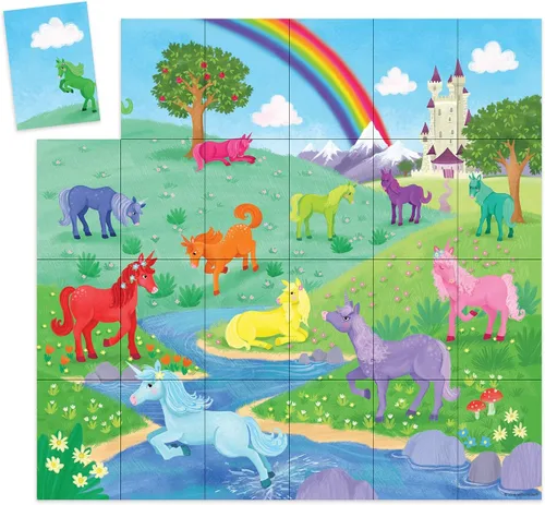 Vista 2 de Peaceable Kingdom Puzzle de unicornio y juego de coincidencias