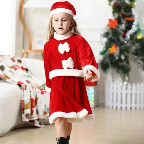 Vista 4 de IKALI Kids Holiday Santa Claus Costume Christmas Dress Holiday Party Dress-up Outfit for Boys Girls Children