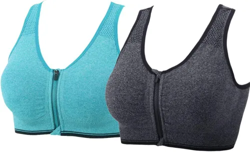 Vista 10 de Medium Support and Removable Pad Tank Top Racerback Post Surgery Sports Bras for Women Albaricoque/Negro/Gris