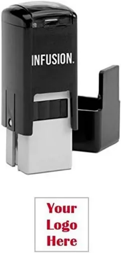 Vista 14 de Infusion Sello de logotipo de goma autoentintado personalizado de 1/2" x 1/2", pequeño, cuadrado, negro