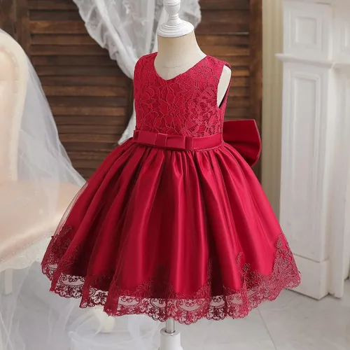 Vista 2 de NNJXD Vestido de Princesa de Tul con Flores para Niñas Pequeñas y Bebés Niña