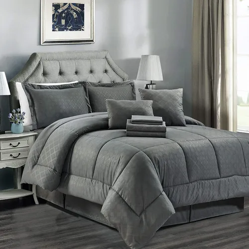 Vista 11 de JML - Juegos de edredón de ropa de cama de microfibra con fundas. Patrón bordado y acolchado de color sólido de lujo. Ideal para cualquier