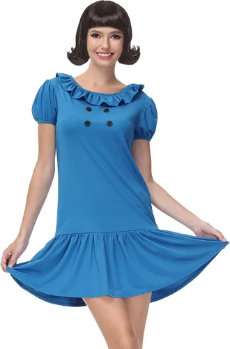 Vista 3 de Maisolly Disfraz de Halloween para mujer, minivestido de manga abombada para adultos