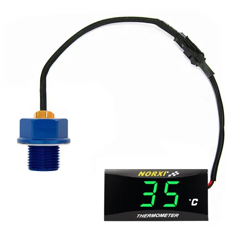 Vista 18 de Medidor de temperatura de aceite de motocicleta Medidor digital de temperatura de aceite termómetro electrónico con adaptador de sensor de Azul