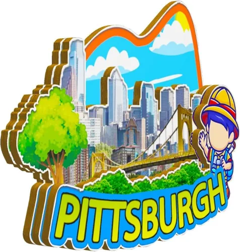 Vista 2 de Pittsburgh Pennsylvania USA - Imán de madera para nevera 3D, monumentos coleccionables para viajes, decoración hecha a mano -1599