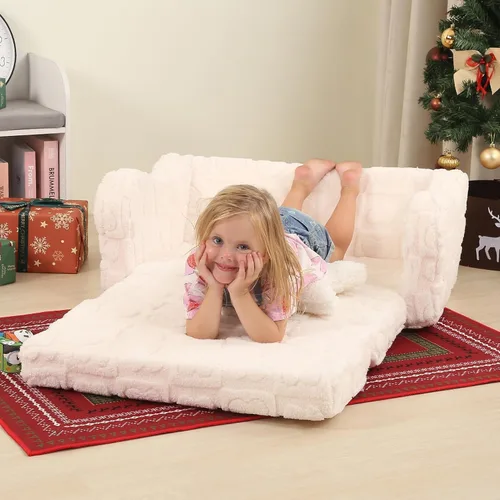 Vista 96 de MOMCAYWEX - Sofá para niños, 2 en 1, plegable, piel de melocotón, color azul