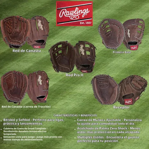 Vista 6 de Rawlings Player Preferred Baseball Glove Baseball & Slowpitch Softball