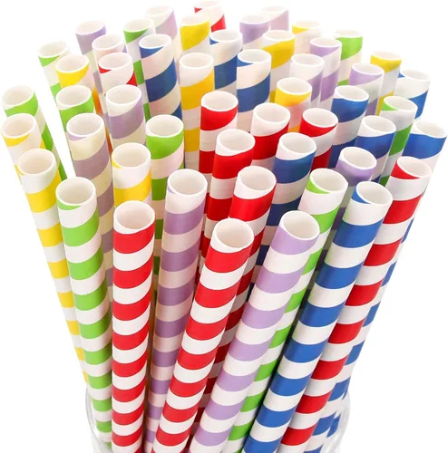 Vista 8 de Paquete de 100 popotes de papel extra anchos, batidos de papel Boba, pajitas biodegradables de 0.394 pulgadas de ancho para té de burbujas