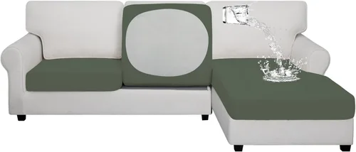 Vista 32 de Easy-Going Funda de cojín 100% impermeable para asiento de sofá, funda de cojín elástica de muebles, para niños, mascotas, cojín de sofá biplaza