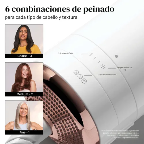Vista 3 de T3 AireBrush One Step Smoothing and Volumizing Hair Blow Dryer Brush, for Fast Drying and Styling with Multiple Heat and Speed Settings, Ceramic and