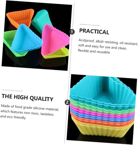 Vista 9 de Moldes de silicona para magdalenas triangulares, mini velas de silicona para tartas, molde para tartas de chocolate, tazas de papel, molde