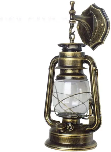 Vista 10 de Apliques de pared, lámpara de farol rústico retro antiguo vintage de pared (bronce amarillo, 1 unidad)