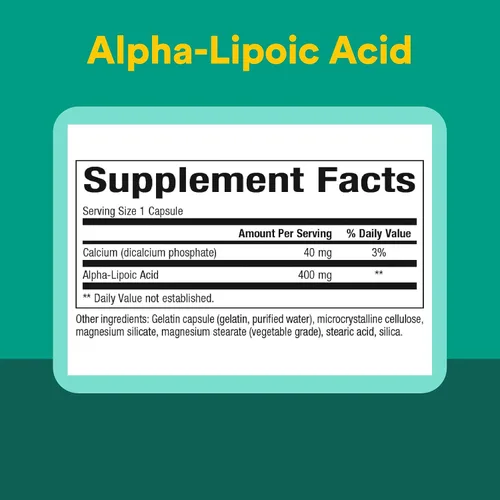 Vista 4 de Natural Factors Ácido alfa-lipoico 400 mg, soporte antioxidante para todo el cuerpo, 60 cápsulas
