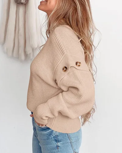 Vista 2 de PRETTYGARDEN Suéter de punto para mujer, ropa de moda de otoño, manga larga, cuello falso, blusa