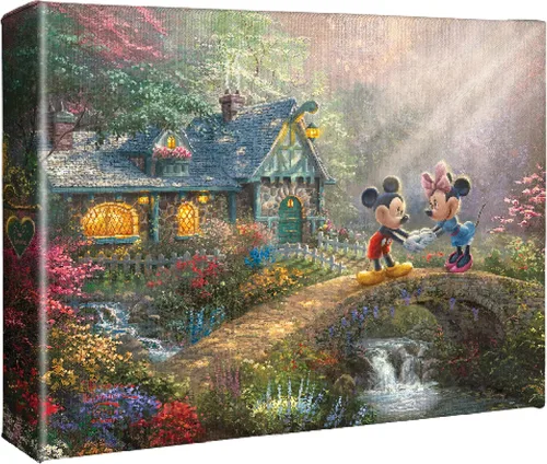 Vista 6 de Thomas Kinkade Studios Mickey and Minnie - Puente cariño de 11 x 14 pulgadas, marco negro satinado
