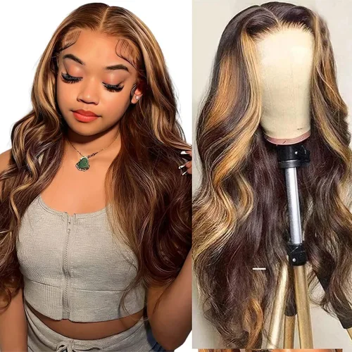 Vista 5 de Acuerdo de liquidación Pelucas de cabello humano con encaje frontal ombré prearrancado con abuelitos de 13 x 4 pulgadas, pelucas de cabello humano