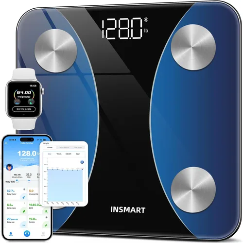 Vista 9 de INSMART Báscula de grasa corporal, báscula inteligente para peso corporal de 0.1 libras de alta precisión, báscula digital de peso de baño para IMC