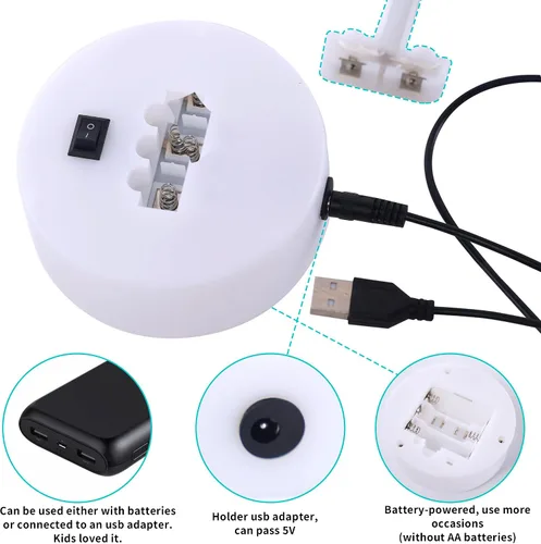 Vista 4 de Letrero de neón arcoíris con base, letreros de luz de neón arcoíris, lámpara LED para habitación de bebé, luces de noche de mesa alimentadas por USB