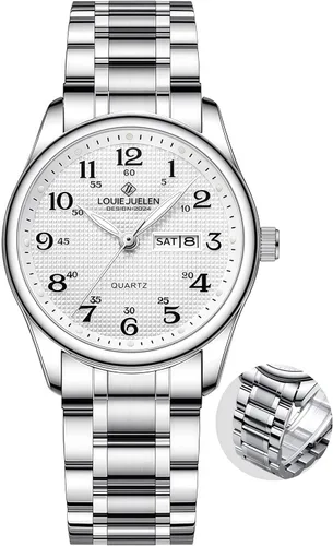 Vista 13 de Gosasa Reloj de cuarzo fácil de leer para personas mayores, números grandes, calendario, resistencia al agua de 98.4 ft, luminoso, reloj de pulsera