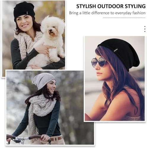 Vista 7 de DANMY Gorro para mujer gorro de lana holgado de punto suave gorro cálido para mujer
