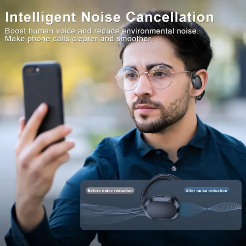 Vista 4 de Auriculares de oreja abierta, IPX7 impermeables, Bluetooth 5.3 True Wireless Sports Over Ear Auriculares con ganchos para los oídos, micrófono