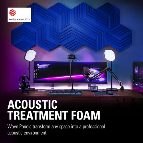 Vista 2 de Elgato Wave Panels Starter Set (azul) - 6 paneles de tratamiento acústico, espuma de doble densidad, marcos EasyClick patentados, diseño modular