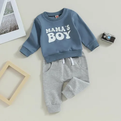 Vista 3 de Ropa de otoño e invierno para bebé niño pequeño, sudadera con cuello redondo y pantalones deportivos