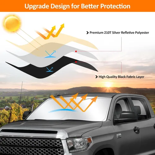 Vista 4 de D-Lumina - Parasol delantero Winshield para to-yota Tundra 2007-2021 Negro - Tundra 2007-2021